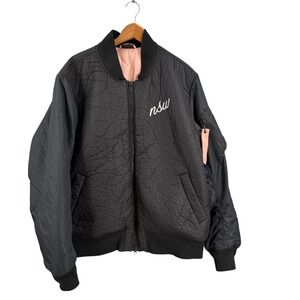 Nike Sportswear NSW Bomber Flight Jacket Womens XXL Black Quilted Pink Lining